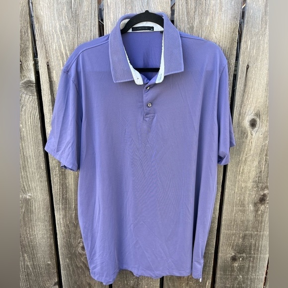 Men's Greyson Polo Shirt Purple Solid XL Stretch Light Breath Golf STAIN Active - Picture 1 of 12